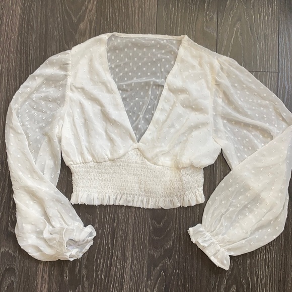 SHEIN white peasant top size 6